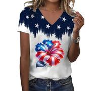 keephen Camiseta del 250º Aniversario de EE. UU. para Mujer Camiseta de Cumpleaños Americana Águila Impresa Cuello en V Camiseta Patriótica Tops con Bandera Americana