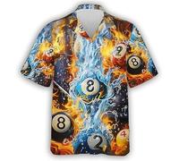 keephen Divertido Billar Juego Camisa de Botones Mujeres Hombres Bolas de Billar Impresión 3D Camisa Hawaiana Cuello de Solapa Camisa de Bolos