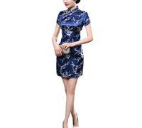keephen Mujer Dragón & Fénix Impreso Qipao Vestido Estilo Chino Fiesta Nocturna Cheongsam Mini Vestido Boda Disfraz
