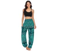 keephen Pantalones Harem para Mujer Pantalones de Yoga Hippie Boho con patrón de Elefante - Pantalones Holgados de Cintura Alta Pantalones de Yoga tailandeses