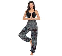 keephen Pantalones Harem para Mujer Pantalones de Yoga Hippie Boho con patrón de Elefante - Pantalones Holgados de Cintura Alta Pantalones de Yoga tailandeses