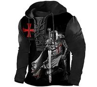 keephen Sudadera con Capucha de los Caballeros Templarios para Hombres Retro Kinght Camiseta Impresa en 3D Cordones al Aire Libre Tactical Distressed Motorcycle Racing Tops