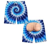 keephen Teñido Anudado Falso Trasero Estampado Hombre Divertido Pantalones | Bañador novedoso con bolsillo, shorts 3D estampados y cintura elástica con cordón