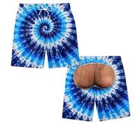 keephen Teñido Anudado Falso Trasero Estampado Hombre Divertido Pantalones | Bañador novedoso con bolsillo, shorts 3D estampados y cintura elástica con cordón