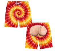 keephen Teñido Anudado Falso Trasero Estampado Hombre Divertido Pantalones | Bañador novedoso con bolsillo, shorts 3D estampados y cintura elástica con cordón