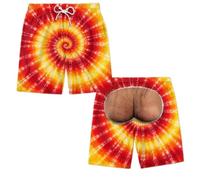 keephen Teñido Anudado Falso Trasero Estampado Hombre Divertido Pantalones | Bañador novedoso con bolsillo, shorts 3D estampados y cintura elástica con cordón