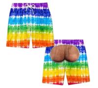 keephen Teñido Anudado Falso Trasero Estampado Hombre Divertido Pantalones | Bañador novedoso con bolsillo, shorts 3D estampados y cintura elástica con cordón