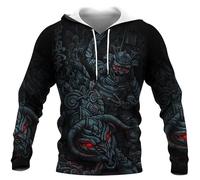 keephenDE Samurai Oni Máscara Tatuaje 3D Todo Impreso Hombres Sudadera con Capucha y Sudadera Casual Unisex Cremallera Chaqueta Streetwear