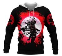 keephenDE Samurai Oni Máscara Tatuaje 3D Todo Impreso Hombres Sudadera con Capucha y Sudadera Casual Unisex Cremallera Chaqueta Streetwear