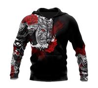 keephenDE Samurai Oni Máscara Tatuaje 3D Todo Impreso Hombres Sudadera con Capucha y Sudadera Casual Unisex Cremallera Chaqueta Streetwear