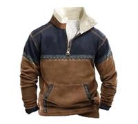 keephenDE Sudaderas Indios Nativos Americanos para Hombre Chaqueta Retro Ethnic Totem Estampado 1/4 Cremallera Sudadera de Manga Larga con Bolsillos