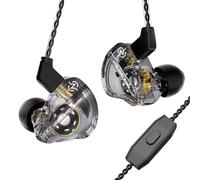 keephifi CCZ DC01 Pro Auriculares in Ear con Cable, 1DD Bass HiFi IEM Afinación en Forma de V, Auriculares in Ear Monitor, OFC Cable Desmontables de 2 Pines-Z in Ears (Negro Transparente,con micró)