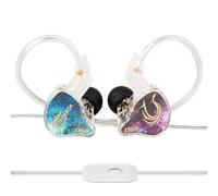 Keephifi KBEAR Phoenix - Monitores intraurales 10 mm DD doble imán, auriculares IEM PET, 3,5 mm, cableado, reducción de ruido (rojo-azul, con