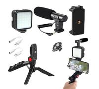 Keepholdon Mobile Phone Set, Professional Live Video Mobile Phone Photography Set, with Fill Light Microphone Tripod (Photography Set)