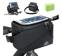 KEEPIFY Bolsa Manillar Bicicleta 4.5 L, Bolsa de Ciclismo para Manillar con Adaptador, Bolsa de Manillar de Ciclismo con Pantalla Táctil/Soporte para Teléfono, Bolsa Manillar Bici Impermeable - Negro