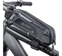 KEEPIFY Bolsa Manillar de Bicicleta Super Support, Bolsa Cuadro Bicicleta Impermeable & Ligera, Bolsa de Cuadro Tubo con Cremallera Autoblocante para Carretera & MTB - Negro
