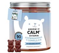 Keepin' It Calm Vitamin - Gominolas con 85 mg de ashwagandha - Complejo B con vitaminas B12, B1, B2 y B6, L-teanina - 90 unidades (3 meses) - Vegano, Sin azúcar - Bears with Benefits
