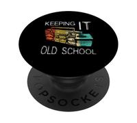Keeping It Old School - Retro Boombox 80s 90s Hip Hop Music PopSockets PopGrip Adhesivo