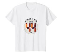 Keeping It Real Since '44 - Regalo de cumpleaños con gráfico Retro Camiseta, Niños, Blanco, 12 años