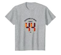 Keeping It Real Since '44 - Regalo de cumpleaños con gráfico Retro Camiseta, Niños, Gris Jaspeado, 6 años