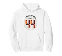Keeping It Real Since '44 - Regalo de cumpleaños con gráfico Retro Sudadera con Capucha, Unisex para Adultos, Blanco, XL