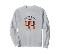 Keeping It Real Since '44 - Regalo de cumpleaños con gráfico Retro Sudadera, Unisex para Adultos, Gris Jaspeado, XL