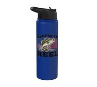 Keeping Reel Boys American Flag Bass Fishing Patriotic Pun Stainless Steel Insulated Water Bottle