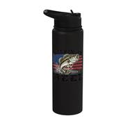 Keeping Reel Boys American Flag Bass Fishing Patriotic Pun Stainless Steel Insulated Water Bottle