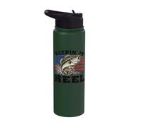 Keeping Reel Boys American Flag Bass Fishing Patriotic Pun Stainless Steel Insulated Water Bottle