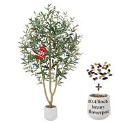 Keeplush Olivo Artificial 180 cm, Planta Artificial Grande tamaño con Maceta Blanca - 861 Hojas realistas y 41 Aceitunas realistas, Ideal para Decorar oficinas, Salones y dormitorios