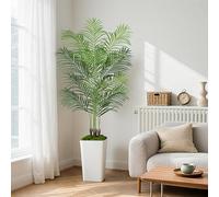 Keeplush Palmera artificial de 6 pies con maceta blanca de interior, palmera tropical falsa, plantas de seda sintética para el hogar, oficina, sala de estar, dormitorio, decoración moderna
