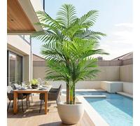Keeplush Palmera Artificial Triple Dorado 180cm, Planta Artificial Exterior Grande, arbol Artificial Interior o Exterior Alta para Patio Junto a la Piscina Césped Oficina Salón Balcón Jardín (1Pack)