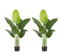 Keeplush Planta Artificial Ave del Paraíso 120 cm Planta Artificial Interior Alta con 9 Hojas, arbol Artificial Exterior Grande para Interior Casa salón Oficina dormitorios Jardín verandas (2Pack)