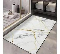 keepmore Alfombra de Piso de Tierra de Diatomeas con Patrón de Textura de Mármol de Lujo Ligero para Hogar Absorbente de Agua Antideslizante Estilo Tinta a Rayas para Baño