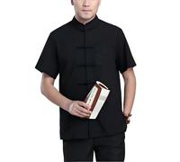 keepmore Camisa de Manga Corta Estilo Tai chi para Hombre Camisa de Manga Corta de Kung fu para Personas de Mediana Edad y Mayores Que practican Ejercicio matutino