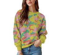 keepmore Camuflaje Jungle Doodle Abstracto Impresión 3D Sudaderas Vintage para Mujer Otoño Streetwear Y2k Manga Larga al Aire Libre Pullover Jumper Tops