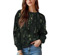 keepmore Camuflaje Jungle Doodle Abstracto Impresión 3D Sudaderas Vintage para Mujer Otoño Streetwear Y2k Manga Larga al Aire Libre Pullover Jumper Tops