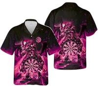 keepmore Dragón Llama Dardos Impresión 3D Camisa Hawaiana Mujeres/Hombres Cool Juego de Lanzamiento Diana de Dardos Gráfico Camisa de Botones Vacaciones Top