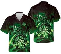keepmore Dragón Llama Dardos Impresión 3D Camisa Hawaiana Mujeres/Hombres Cool Juego de Lanzamiento Diana de Dardos Gráfico Camisa de Botones Vacaciones Top