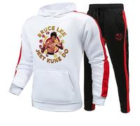 keepmore Li Xiaolong Dragon Sudadera con Capucha y Pantalones Joggers Set Kung Fu Arte Marcial Li Xiaolong Dragon Conjunto de chándal Impreso en 3D para Hombres Mujeres