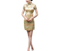 keepmore Mujer Manga Corta Vestido Qipao Chino Tradicional Cheongsam Vestido de Fiesta