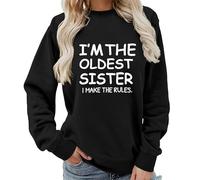 keepmore Soy la Hermana Mayor yo Pongo Las Reglas Sudadera Divertida de Hermana Cuello Redondo Suéter Casual para Mujer