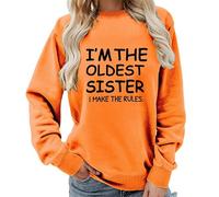 keepmore Soy la Hermana Mayor yo Pongo Las Reglas Sudadera Divertida de Hermana Cuello Redondo Suéter Casual para Mujer