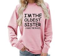 keepmore Soy la Hermana Mayor yo Pongo Las Reglas Sudadera Divertida de Hermana Cuello Redondo Suéter Casual para Mujer