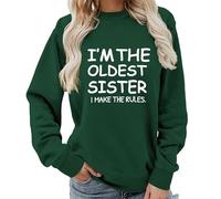 keepmore Soy la Hermana Mayor yo Pongo Las Reglas Sudadera Divertida de Hermana Cuello Redondo Suéter Casual para Mujer