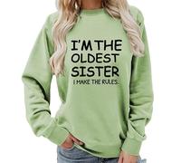 keepmore Soy la Hermana Mayor yo Pongo Las Reglas Sudadera Divertida de Hermana Cuello Redondo Suéter Casual para Mujer