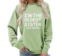 keepmore Soy la Hermana Mayor yo Pongo Las Reglas Sudadera Divertida de Hermana Cuello Redondo Suéter Casual para Mujer