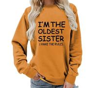 keepmore Soy la Hermana Mayor yo Pongo Las Reglas Sudadera Divertida de Hermana Cuello Redondo Suéter Casual para Mujer