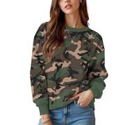 keepmore Sudadera de Camuflaje Vintage para Mujer Mujer Camuflaje Cuello Redondo Manga Larga Otoño Al Aire Libre Senderismo Caza Pullover Jumper Tops