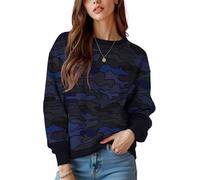 keepmore Sudadera de Camuflaje Vintage para Mujer Mujer Camuflaje Cuello Redondo Manga Larga Otoño Al Aire Libre Senderismo Caza Pullover Jumper Tops
